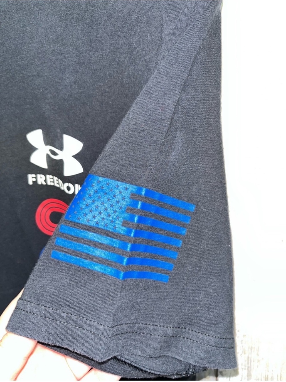 Under Armour Freedom USA Graphic T-Shirt Large Black Patriotic Flag Tee - Picture 3 of 5